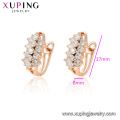 97123 xuping moda de lujo color oro rosa circonitas sintéticas pavimentadas señoras pendientes de aro